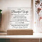 To My Beautiful Wife -Acrylic Plaque, Night Light