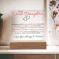 To My Dear Daughter Plaque