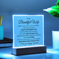 To My Beautiful Wife -Acrylic Plaque, Night Light