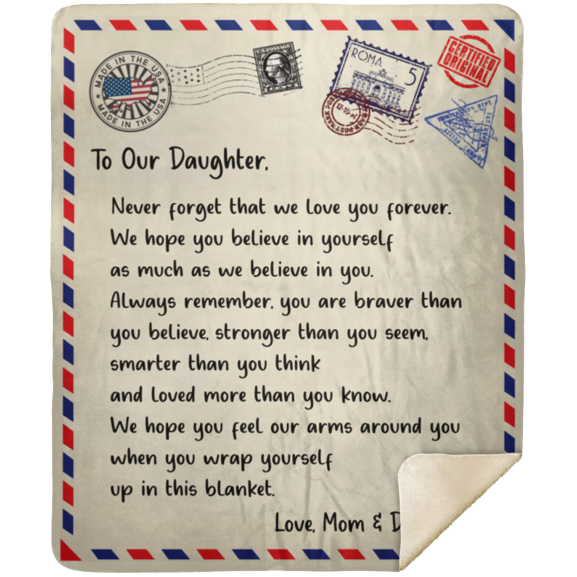 To Our Daughter - You Are Loved- Premium Mink Sherpa Blanket 50x60