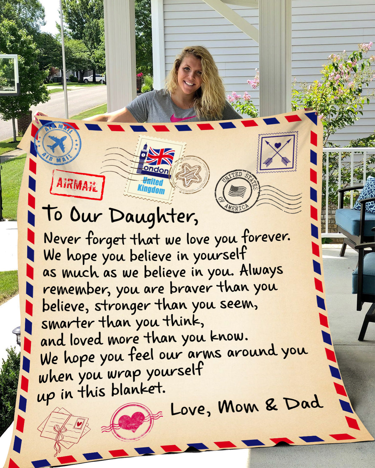 To Our Daughter - We Love You- From Mom & Dad Mink Sherpa Blanket 50x60