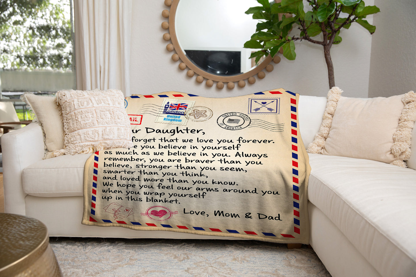 To Our Daughter - We Love You- From Mom & Dad Mink Sherpa Blanket 50x60