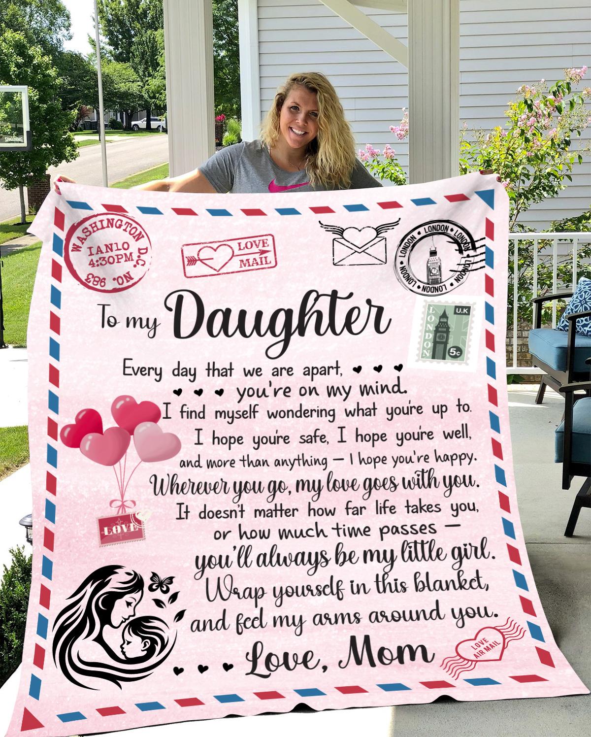 Daughter Blanket – Wherever You Go My Love Goes With You – From Mom