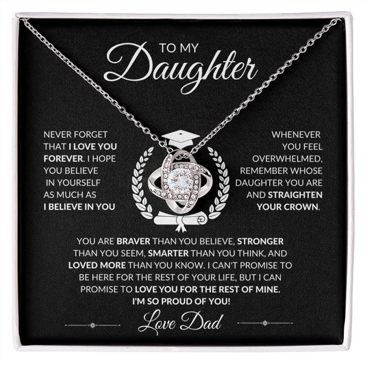 Proud Of You - Love, Dad - Graduation - Daughter - Love Knot Necklace
