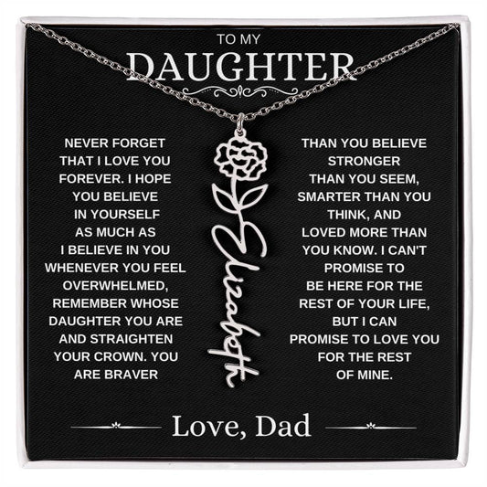 Never Forget That I Love You, Love Dad, Flower Name Necklace