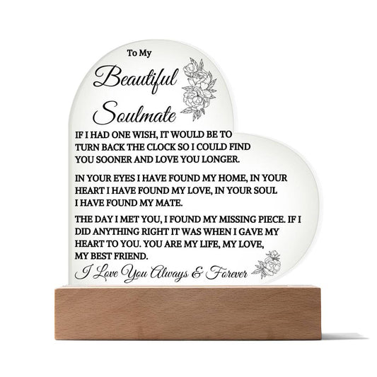 I Wish I Could Turn Back The Clock - Soulmate Heart Plaque