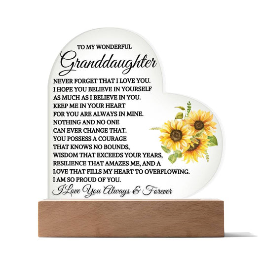 To My Wonderful Granddaughter -I Am So Proud Of You - Acrylic Plaque