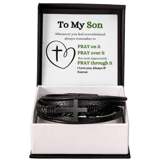To My Son - Pray On It - Cross Bracelet