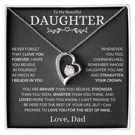 To My Daughter - Straighten Your Crown - Forever Love Necklace