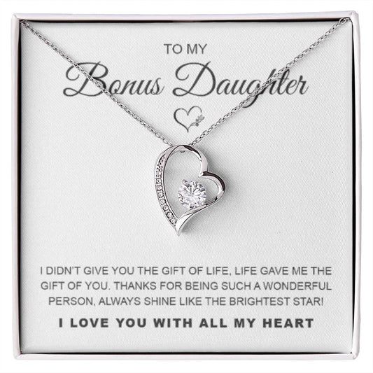 Bonus Daughter - Forever Love Necklace,Daughter Gift, Birthday Gift, Christmas Gift, Valentine's Day