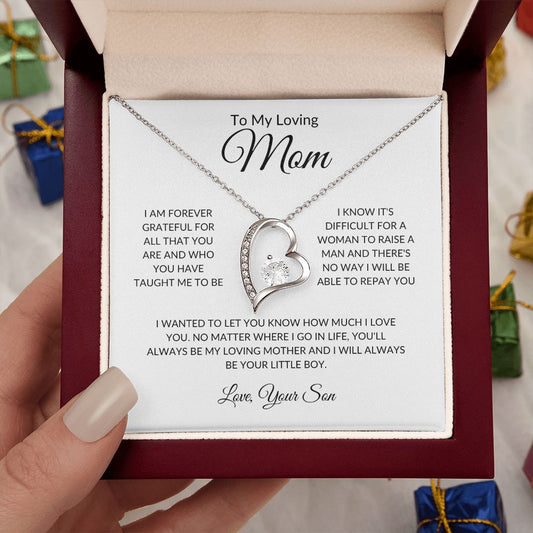 To My Loving Mom- Love, Your Son - Forever Love Necklace