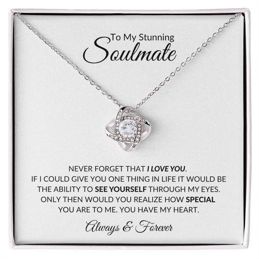 Stunning Soulmate - I Love You- Love Knot Necklace