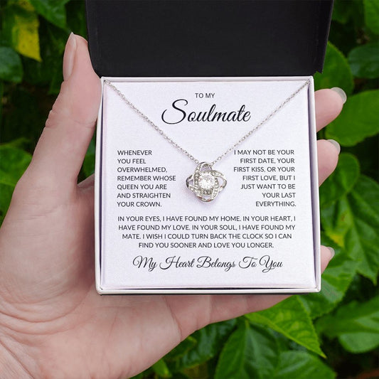 To My Soulmate - My Heart Belongs To You - Love Knot Necklace