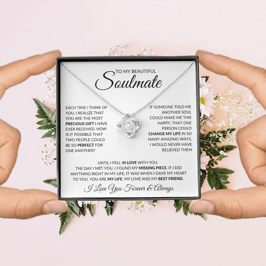 To My Beautiful Soulmate - You Are The Most Precious Gift - Love Knot Necklace