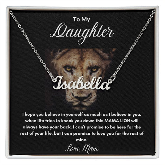 To My Daughter - This Mama Lion Will Always Have Your Back - Personalized Name Necklace