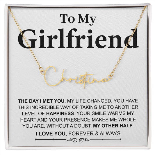 To My Girlfriend Signature Style Name Necklace